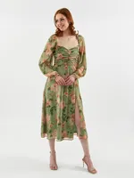 Tuscany Rose Long Sleeve Ruched Dress