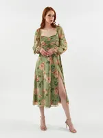 Tuscany Rose Long Sleeve Ruched Dress