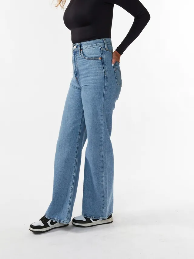 DECONSTRUCTED TRF WIDE LEG JEANS WITH A MID WAIST - Blue