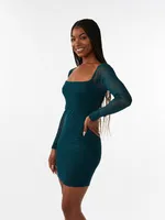 Angie Square Neck Glitter Mini Dress