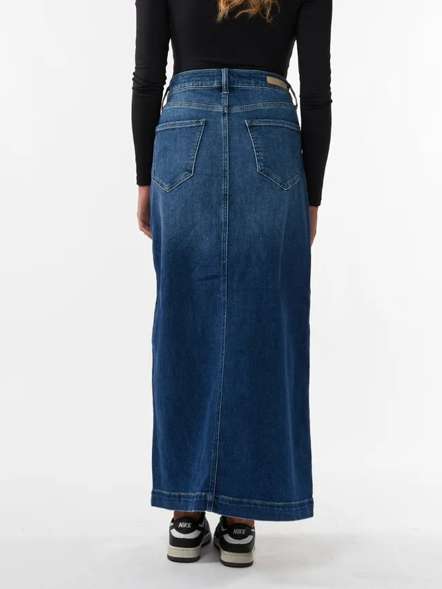 Zara Z1975 EYELET LONG DENIM SKIRT