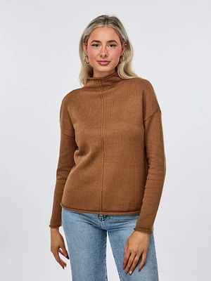 Front Seam Cozy Mockneck Sweater