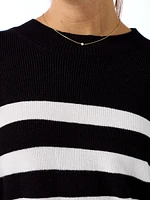 Stripe Wide Sleeve Crew Sweater