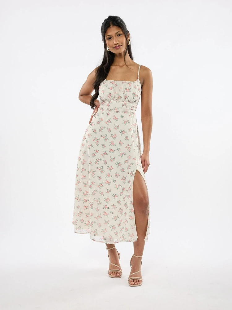 Sofia Floral Tie Back Midi Dress