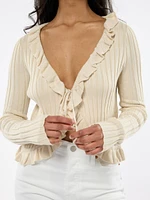 Provence Ruffle Tie Cardigan