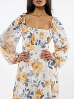 Sofia Chiffon Tie Back Floral Midi Dress