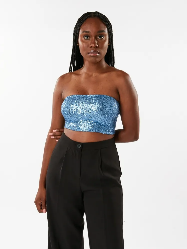 Fete New Sequin Bandeau Top