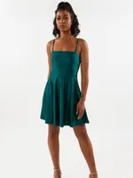 Nadia Satin Fit + Flare Dress