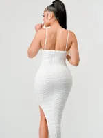 Pearl World Mesh Midi Dress