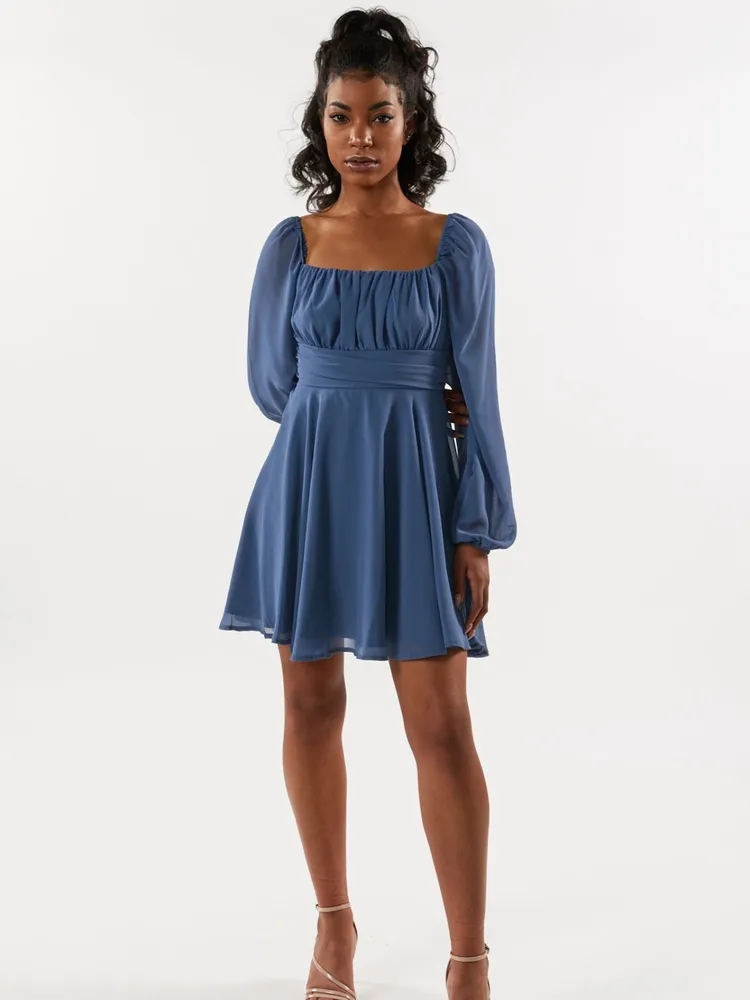 Sofia Solid Chiffon Tie Back Dress