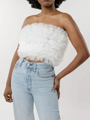 Tulle Strapless Crop Top