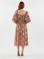 Tuscany Garden Ruched Midi Dress