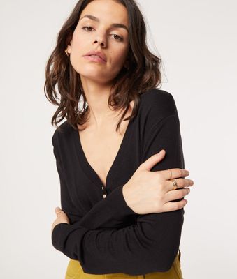Gilet en maille fine - Addison - S - Noir - Femme - Etam