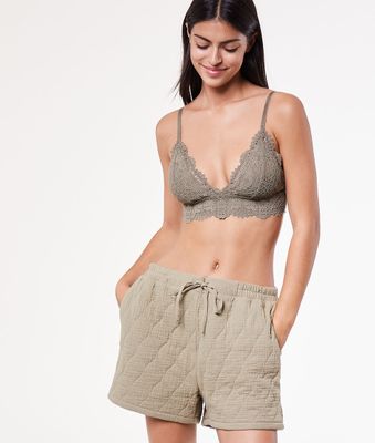 Short de pyjama en gaze de coton biologique - Robbie - - Kaki - Femme