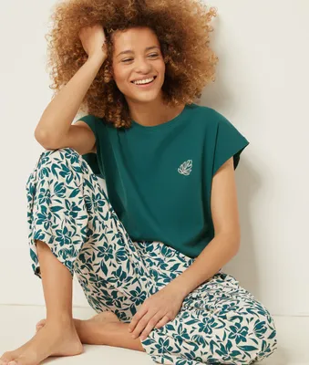 Pantalon de pyjama 7/8 imprimé - Tearose - - Canard Fonce - Femme