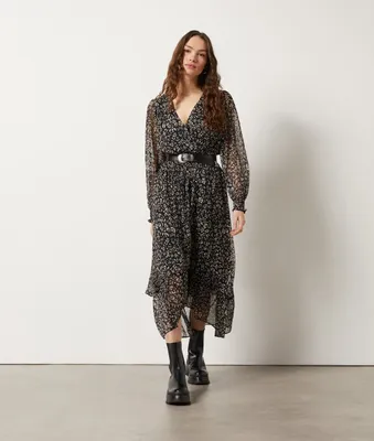 Robe longue imprimée - Pata - XS - Noir - Femme - Etam