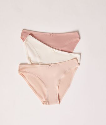 Lot de 3 culottes en coton biologique - Jack - - Rose Givre - Femme