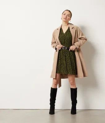 Robe fluide imprimée - Brigitte - - Kaki - Femme