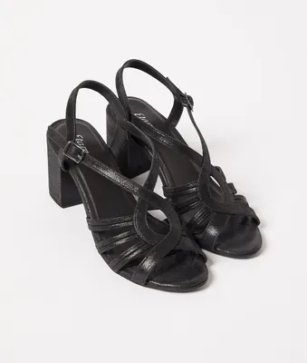 Sandales à talons en cuir - Suzie - - Noir - Femme