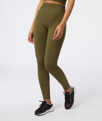 Legging côtelé sans coutures - Active - - Kaki - Femme