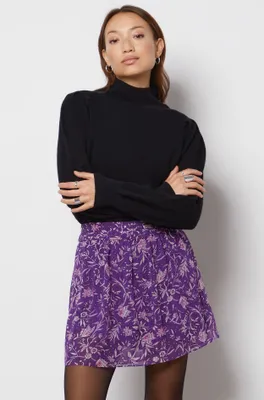 Jupe courte imprimé floral - Paulina - - Violet - Femme