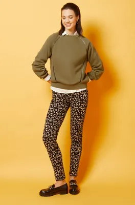 Pantalon coupe slim imprimé léopard - Debre - - Noir - Femme