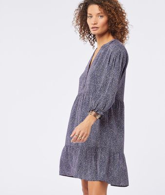 Robe fluide imprimée - Petra - - Bleu - Femme