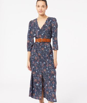 Robe longue imprimée - Pearly - - Marine - Femme