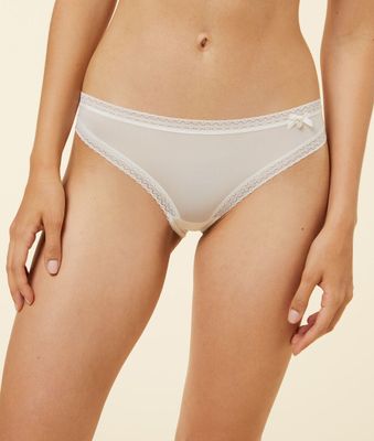 Culotte en microfibre bords dentelle - Easy - - Blanc - Femme
