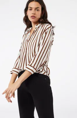 Chemise manches longues rayée - Freeda Ray - - Ecru - Femme