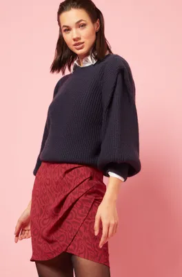 Pull en maille manches bouffantes - Maite - - Marine - Femme