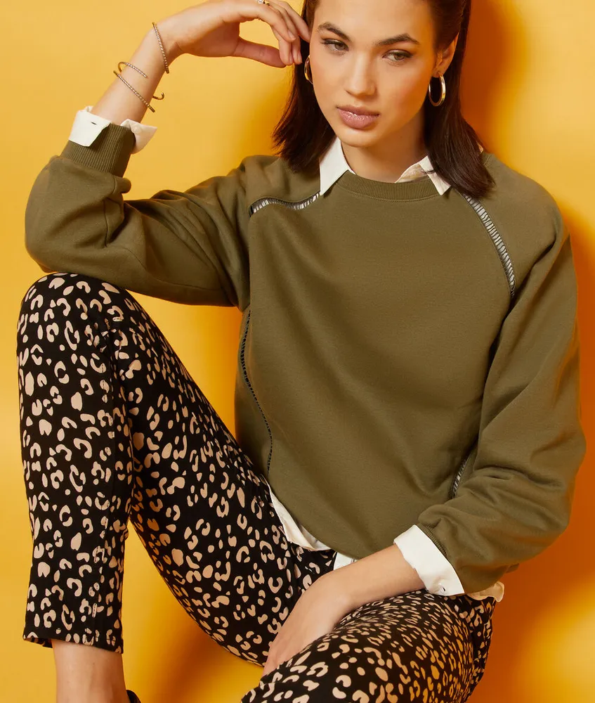 Sweat détails ajourés - Pepita - - Olive - Femme
