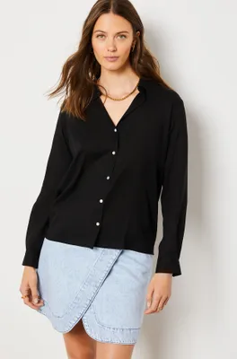 Chemisier col v - Novila - - Noir - Femme
