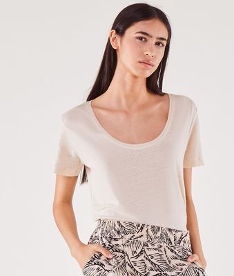 T-shirt 100% lin naturel - Sigrid - - Blanc Casse - Femme