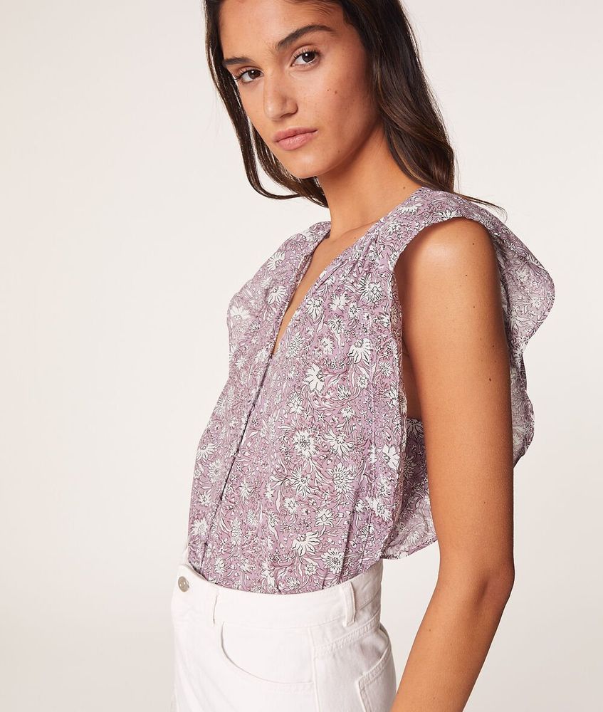 Chemisier sans manches imprimé 100% coton - Filipa - - Mauve Pale - Femme