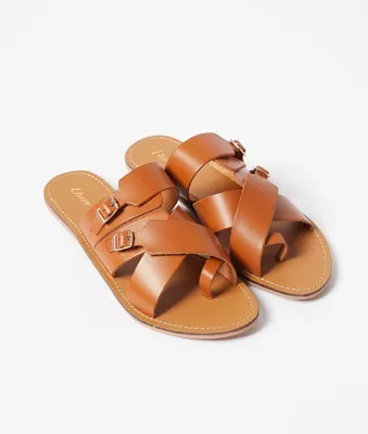 Sandales tongs en cuir - Solal - - Marron - Femme