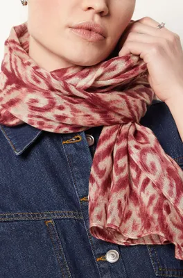 Foulard imprimé - Ikat - TU - Rouge - Femme - Etam