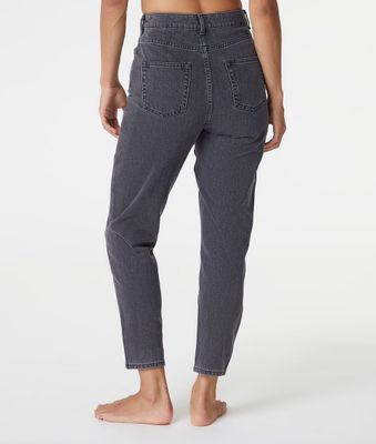 Jean mom taille haute, 100% coton - Momi - - Anthracite - Femme
