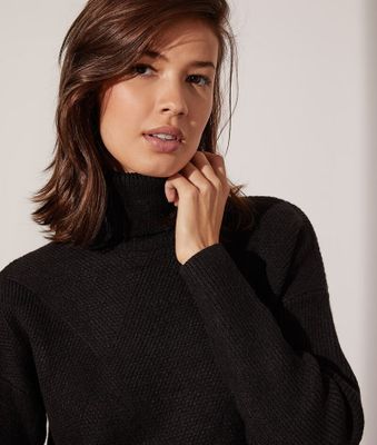 Pull en maille col roulé - Alexia - - Noir - Femme
