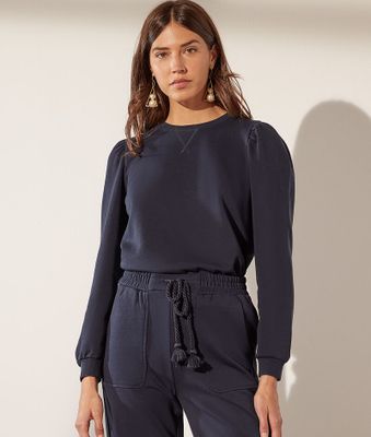 Sweat manches ballon - Lazy - - Marine - Femme