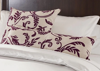 Embroidered Linen Lumbar Pillow
