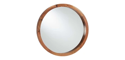 Hudson Round Wooden Wall Mirror