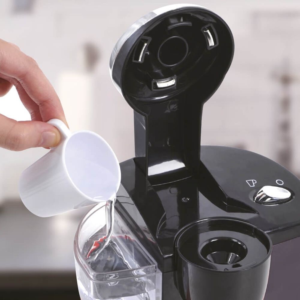 Cafetera con sonidos realistas y goteo real de agua