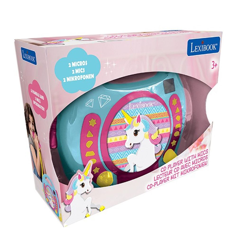 Lector CD portátil con 2 micrófonos Unicornio