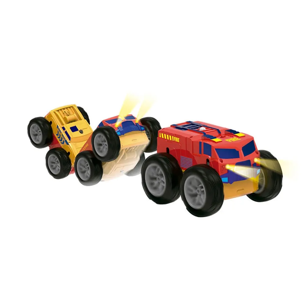 Coche con radiocontrol reversible Rescue Racer rojo y amarillo