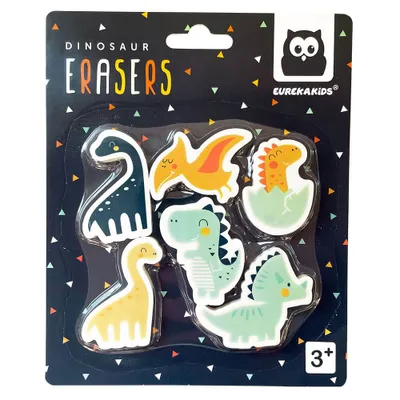 Gomas de borrar – conjunto 5 unidades con forma de dinosaurios