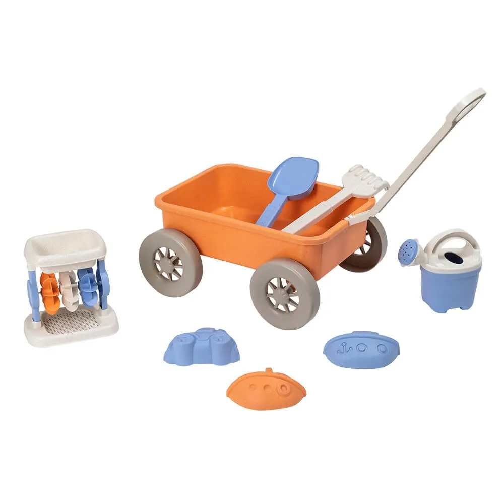 Carretilla de juguete con 7 accesorios para playa, arena y agua