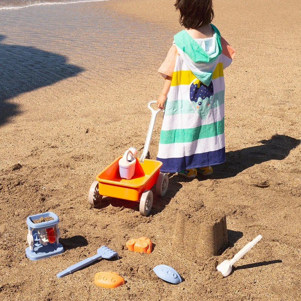 Carretilla de juguete con 7 accesorios para playa, arena y agua