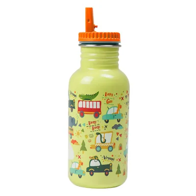 Botella de agua personalizable para niños con diseño de coches