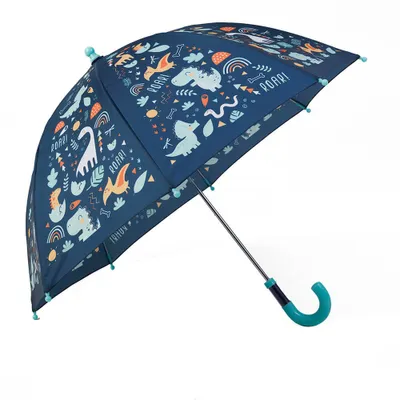 Paraguas infantil azul con estampado de dinosaurios